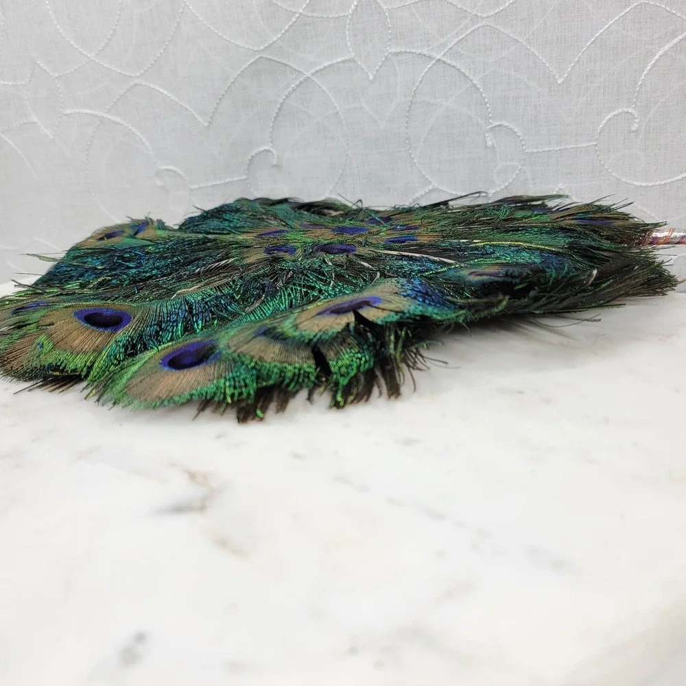 Vintage Peacock Feather Fan 12